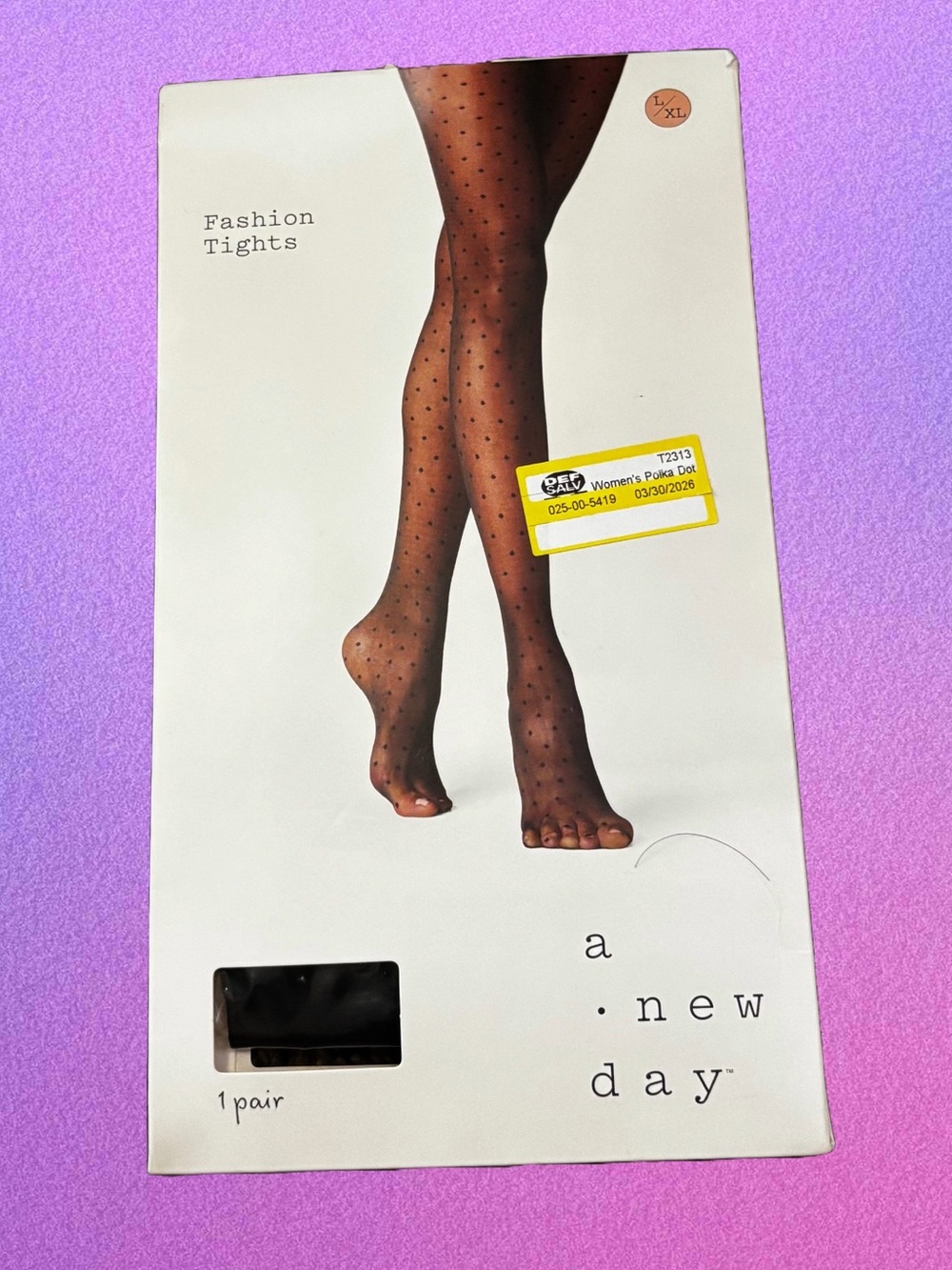 a new day Women's Black Polka Dot Tights NWT